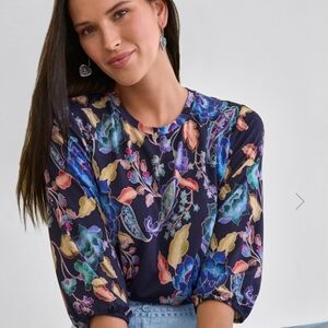 Johnny Was The Janie Favorite Puff Sleeve Top Size Small Floral Paisley